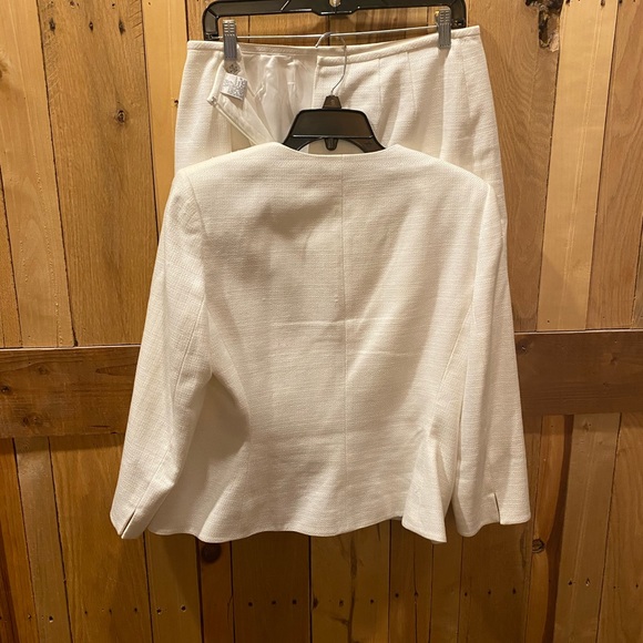 LE SUIT Cream White 4 Button 2 Pc Textured Blazer Coat Jacket Skirt Suit Size 12 - Picture 5 of 6